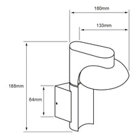 Dibujo técnico con medidas de LUFON WALL: 188 × 212 × 133 mm