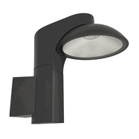LUFON WALL, arbotante LED negro tipo farol con brazo curvo, vista apagada sobre fondo blanco