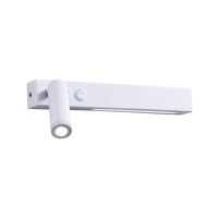 DIMURA II, lámpara de pared LED blanca de lectura con luz ambiental, fondo blanco