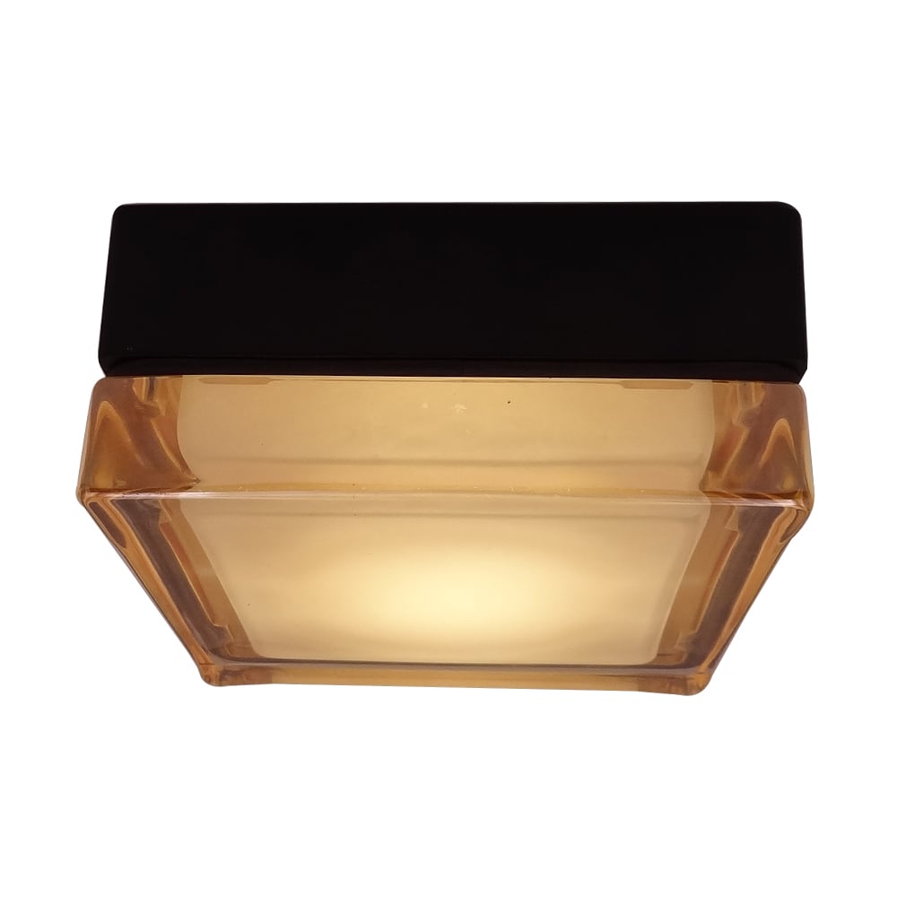 TEGMINE SQUARE plafón LED negro cuadrado con cristal ámbar, fondo blanco