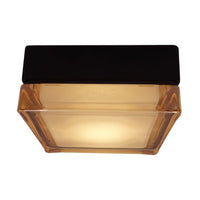 TEGMINE SQUARE plafón LED negro cuadrado con cristal ámbar, fondo blanco