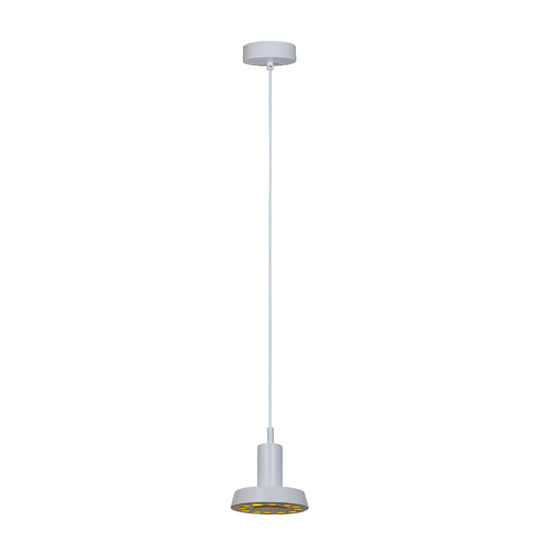 BELEL I lámpara colgante LED blanca con pantalla tipo campana pequeña, fondo blanco – Lámpara de Diseño Báez Lumina