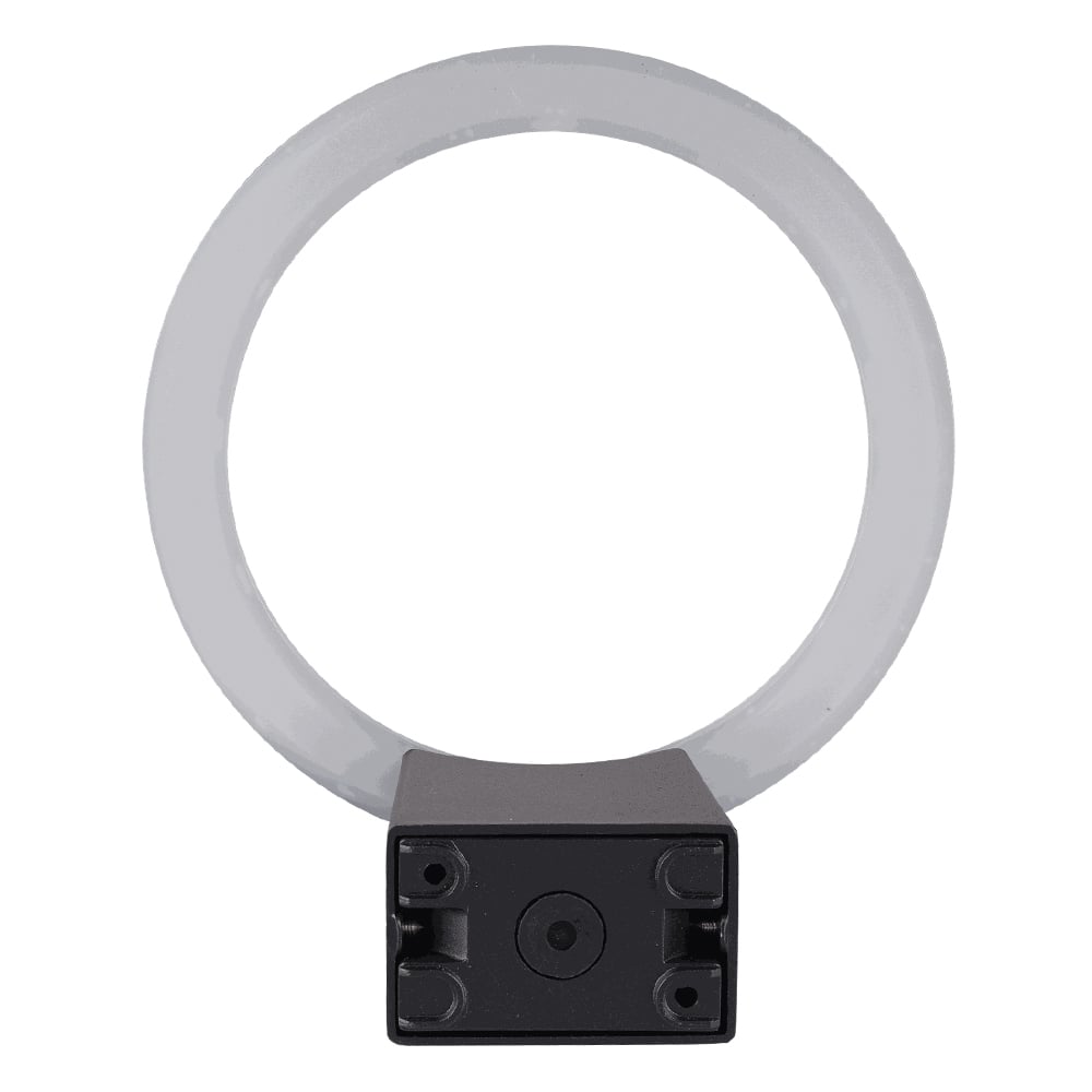ANELLO I encendido con difusor circular blanco y base de montaje, vista frontal