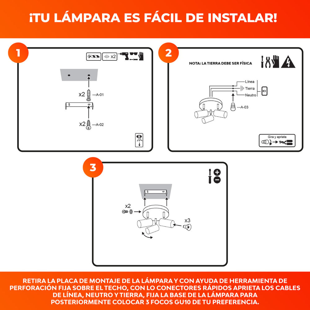 Pasos de instalación de QUILLA REDONDO en techo