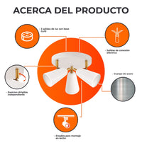 Acerca de COMPAS REDONDO: base redonda, salidas GU10 y cabezales dirigibles independientes