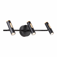 ZUBENE IV arbotante LED negro de 3 spots cilíndricos orientables en barra, fondo blanco