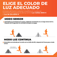 SONNE II: elige luz cálida 3000 K o luz de día 6500 K y modo sensor o luz continua