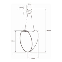 Dibujo técnico de CONIA: 1600 mm de altura total, pantalla de 540 mm de alto y 430 mm de ancho