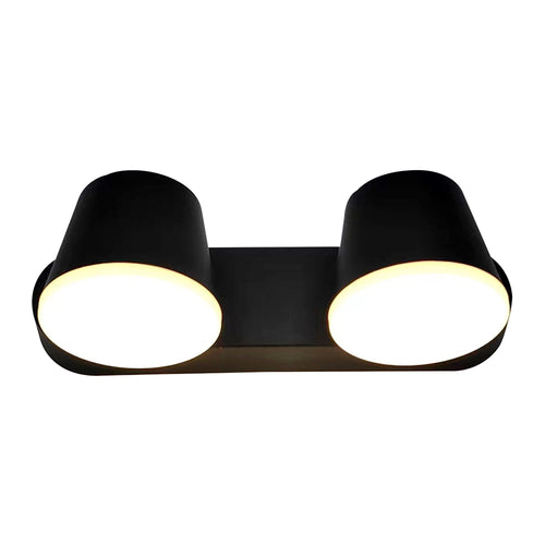 ALGORA II arbotante LED negro de dos luces con difusores opalinos, fondo blanco – Báez Lumina