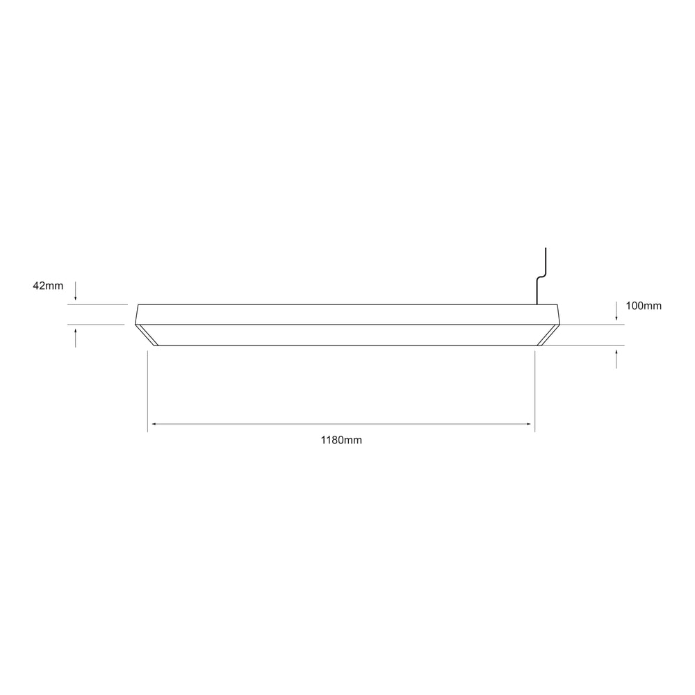 Dibujo técnico de VENATI lineal de 1180 mm de largo con cables de suspensión