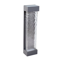 CRUX II arbotante LED exterior gris con panel de cristal texturizado, fondo blanco