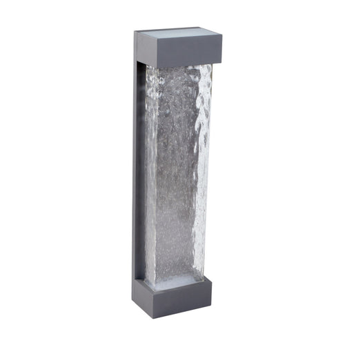 CRUX II arbotante LED exterior gris con panel de cristal texturizado, fondo blanco – Lámpara de Diseño Báez Lumina