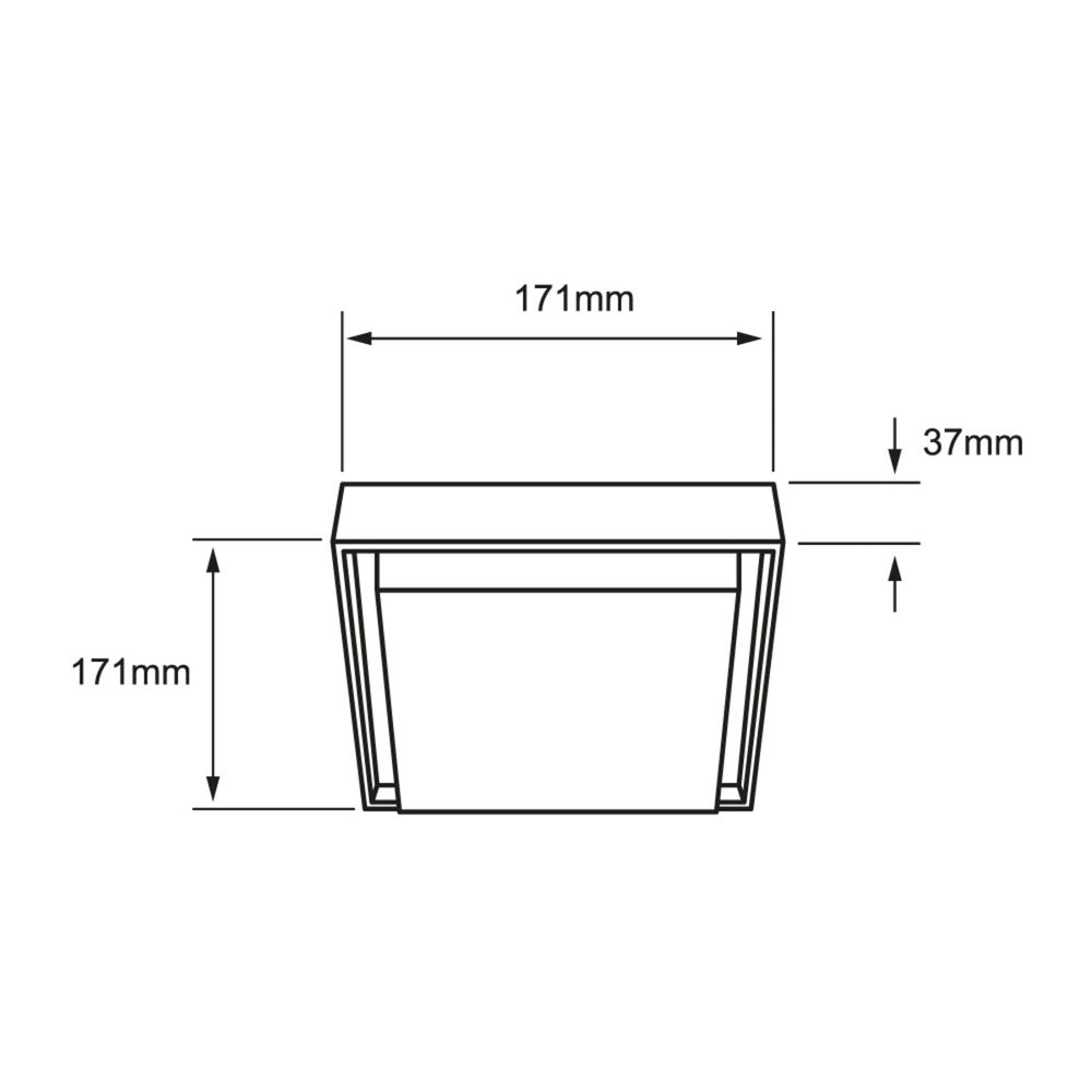 Dibujo técnico de OKAB II: 171 x 171 mm y 37 mm de alto