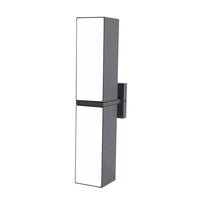 FURUD II arbotante LED gris con dos pantallas rectangulares rotativas encendidas, fondo blanco