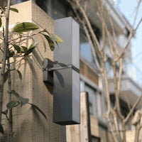 FURUD II gris en fachada de concreto con árbol