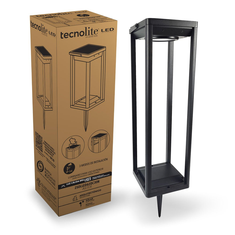 ASTER junto a su caja de empaque original Tecnolite