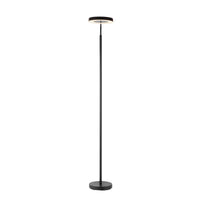 RAMPU, lámpara de pie LED negra de luz indirecta, vista apagada sobre fondo blanco