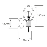 Dibujo técnico con medidas de CIRCA: 280 × 210 mm y 167 mm de fondo