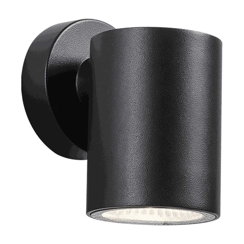 UNBUB arbotante LED exterior negro cilíndrico con luz hacia abajo, fondo blanco