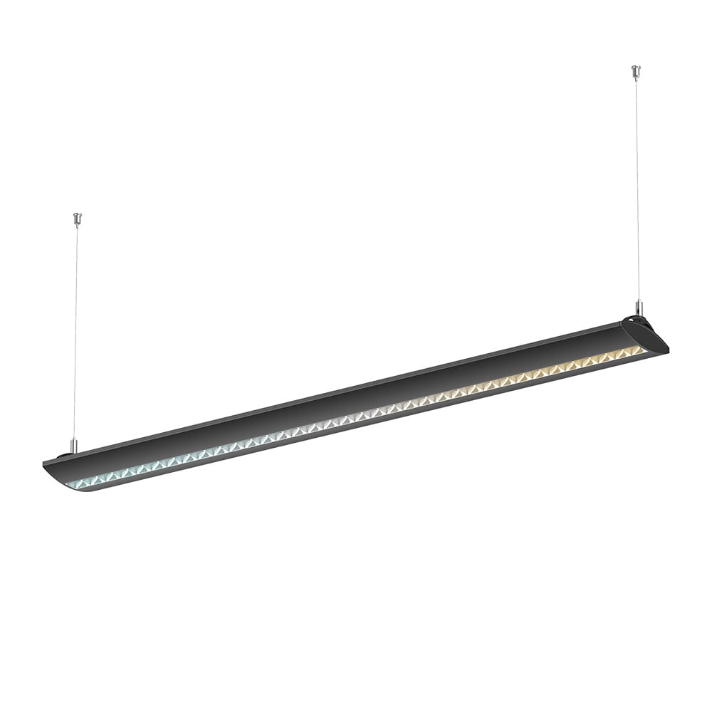 BARNARD lámpara lineal colgante LED negra suspendida por cables, fondo blanco