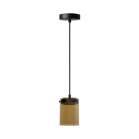 CIRAL de pantalla cilíndrica ámbar y soporte negro, apagada, fondo blanco