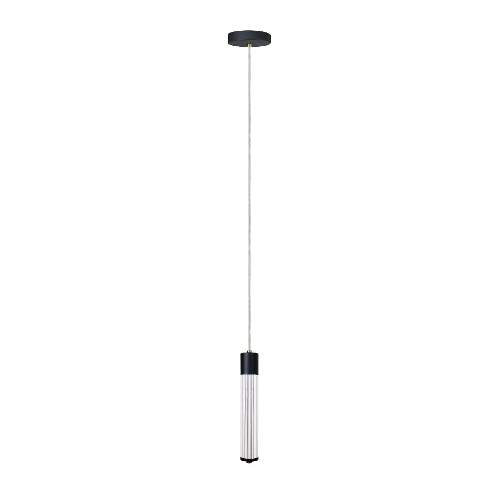 HADEUS I tubular de cristal con remate negro, apagada, fondo blanco