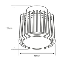 Dibujo técnico de PIPOL II: 175 mm de alto y 161 mm de diámetro