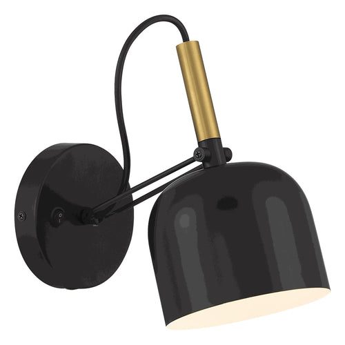 NOLIA arbotante negro con brazo articulado, detalle dorado y pantalla campana, fondo blanco – Lámpara de Diseño Báez Lumina