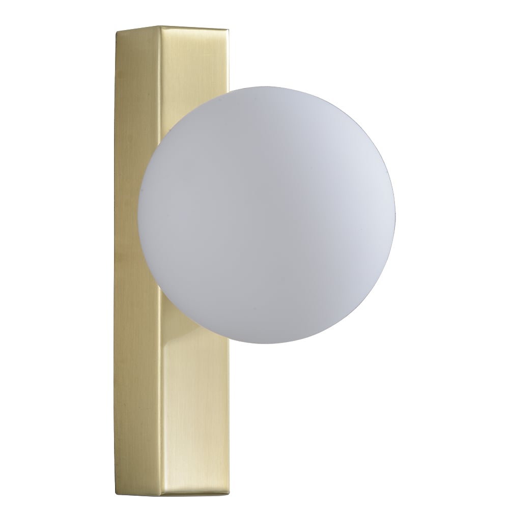GOMEISA II dorado con esfera opalina, apagado, fondo blanco