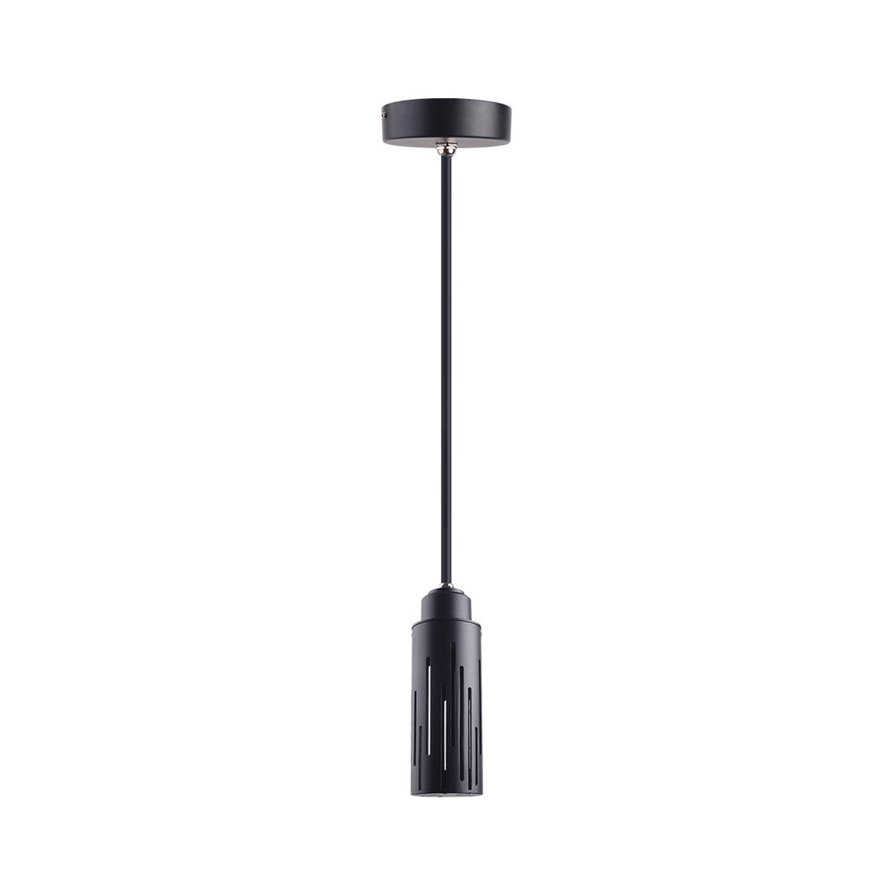 RAINURE CEILING cilindro negro ranurado con florón redondo, fondo blanco