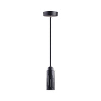 RAINURE CEILING cilindro negro ranurado con florón redondo, fondo blanco