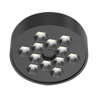 HIVE PTL I plafón LED negro redondo con ópticas hexagonales tipo panal, fondo blanco