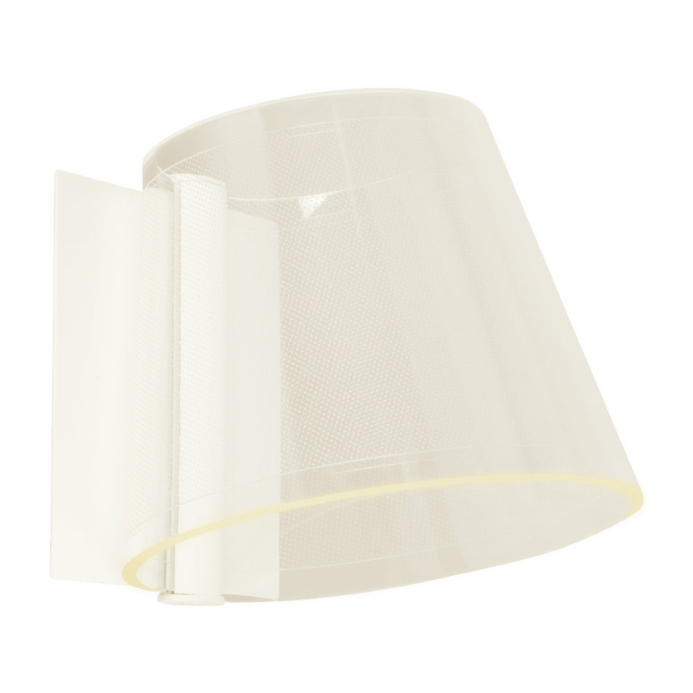 AKRIL MURO I arbotante LED blanco con pantalla acrílica transparente cónica, fondo blanco