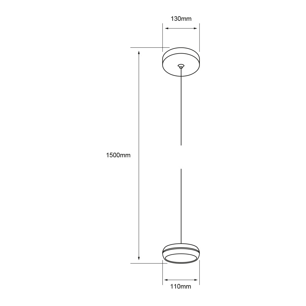 Dibujo técnico de FLEGETONTE I: 1500 mm de altura y disco de 110 mm de diámetro