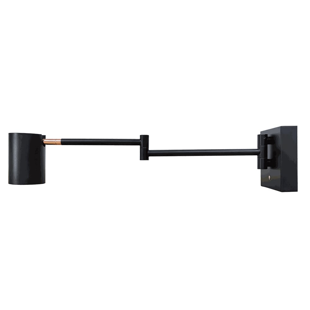 BRACCIO negro con el brazo articulado totalmente extendido, vista lateral, fondo blanco
