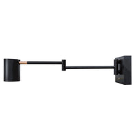 BRACCIO negro con el brazo articulado totalmente extendido, vista lateral, fondo blanco