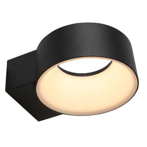 AACHEN II, arbotante LED negro de aro para exterior, fondo blanco – Báez Lumina