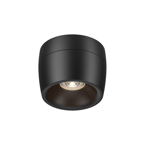VELORA I lámpara de techo LED negra cilíndrica con reflector profundo, fondo blanco – Lámpara de Diseño Báez Lumina