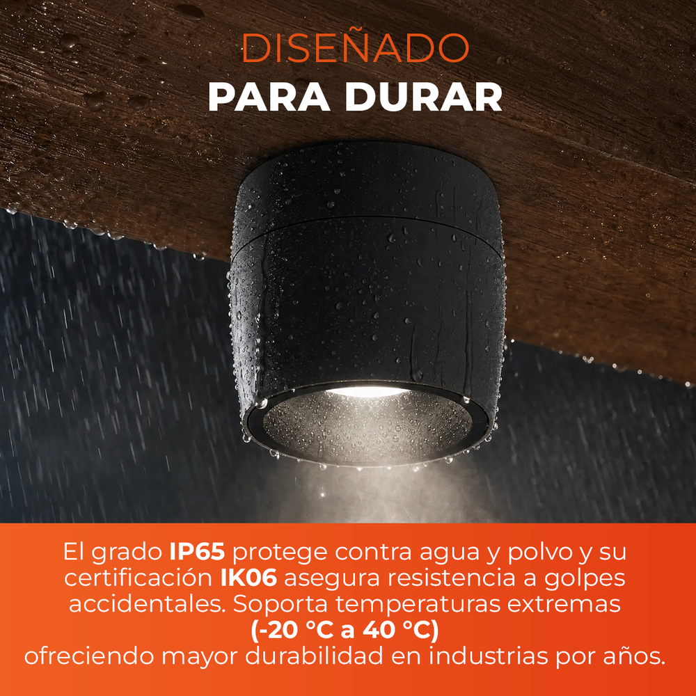 VELORA I diseñada para durar: protección IP65 contra agua y polvo e IK06 contra golpes
