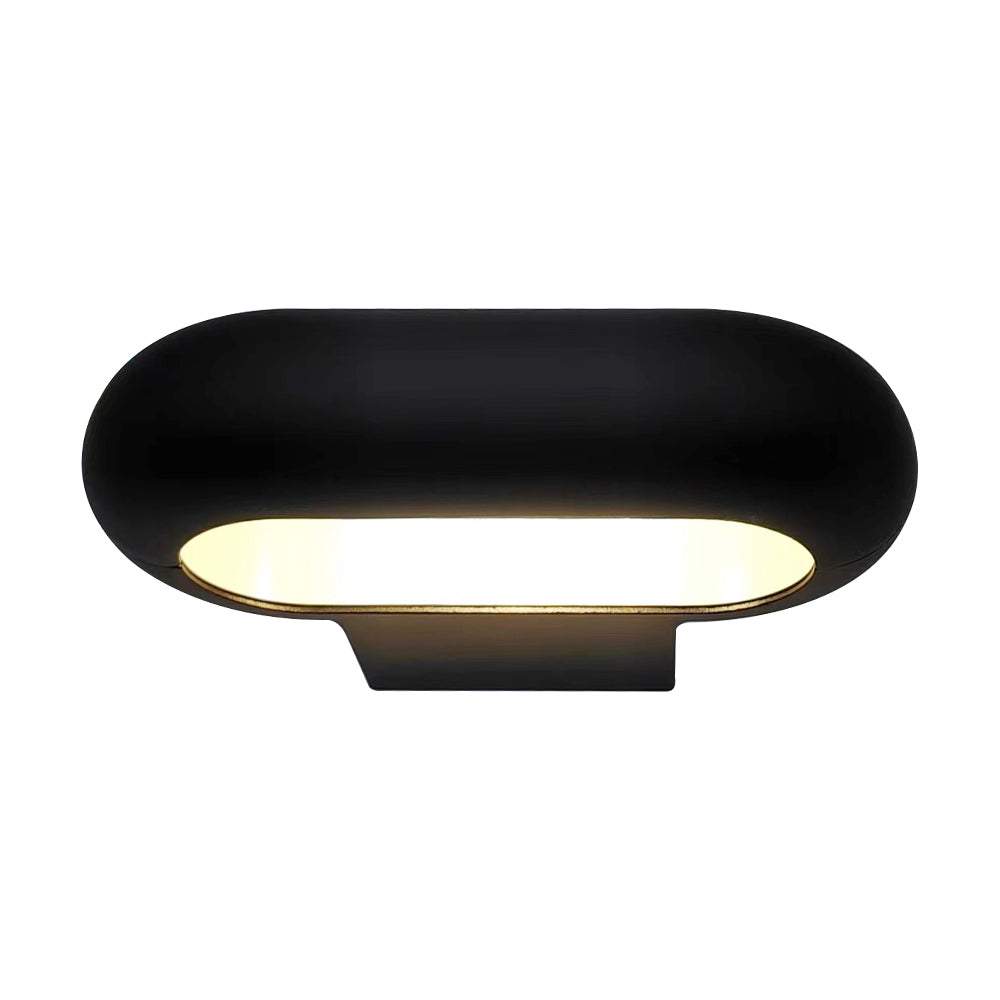 ALPHECCA arbotante LED exterior negro ovalado con difusor opalino, fondo blanco