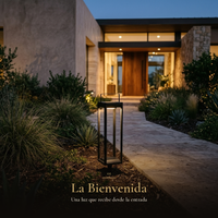 La Bienvenida: ASTER encendida con su estaca junto al sendero de entrada de una casa