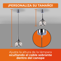 AURORA II con altura ajustable: el cable sobrante se oculta en el florón