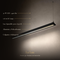 BARNARD con ficha: LED 50 W, luz ajustable 3000 a 6500 K, aluminio y policarbonato, colgante o sobreponer