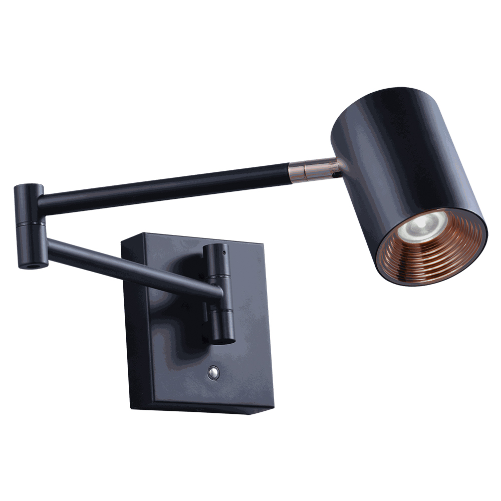 BRACCIO negro con brazo articulado, vista lateral, fondo blanco