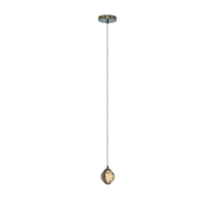 BURBIA CEILING lámpara colgante LED con esfera de cristal con burbujas y aro cromo, vista completa en fondo blanco
