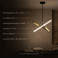 La Luz: CARTER con LED 22.5 W, 1700 lm, luz cálida 3000 K y 3 barras giratorias de 64.9 cm de ancho