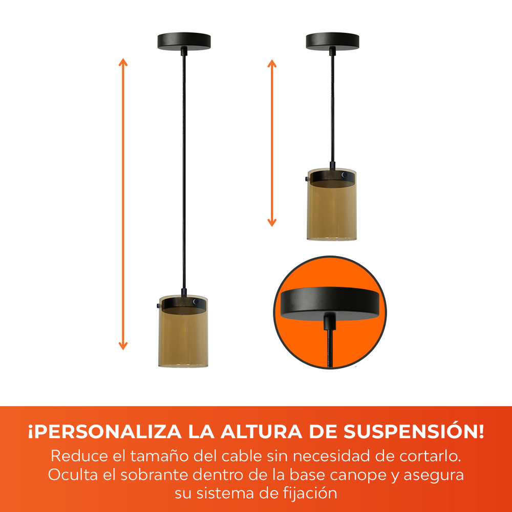 CIRAL con altura ajustable: el cable sobrante se oculta en el florón