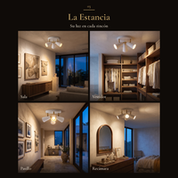 La Estancia: COMPAS REDONDO en cuatro espacios: sala, vestidor, pasillo, recámara