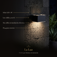 COPERNICUS: Solar LED 1 W, Luz cálida 3 000 K, Sin cables ni instalación eléctrica, IP44 para exterior
