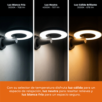 DISCOR WALL en luz blanca fría, neutra 4000 K y cálida 3000 K